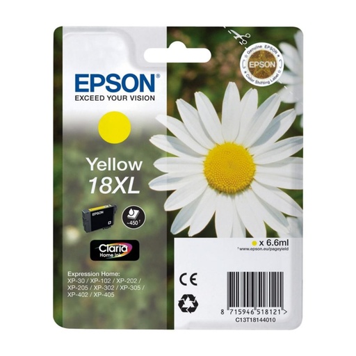 [166020] EPSON EXPRESSION HOME XP-102/205/215/305/405 CARTUCHO AMARILLO ALTA CAPACIDAD 18XL