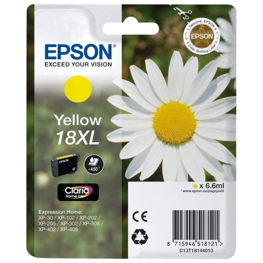 [166020] EPSON EXPRESSION HOME XP-102/205/215/305/405 CARTUCHO AMARILLO ALTA CAPACIDAD 18XL