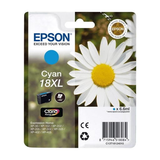 [166018] EPSON EXPRESSION HOME XP-102/205/215/305/405 CARTUCHO CIAN ALTA CAPACIDAD 18XL