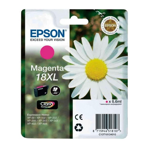 [166019] EPSON EXPRESSION HOME XP-102/205/215/305/405 CARTUCHO MAGENTA ALTA CAPACIDAD 18XL