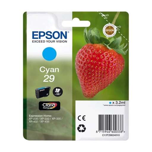 [165725] EPSON EXPRESSION HOME XP-235 CARTUCHO CYAN Nº29