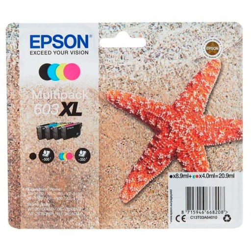 [165120] EPSON TINTA MULTIPACK XL ESTRELLA DE MAR 4 TINTAS 603XL NO TAG MULTI