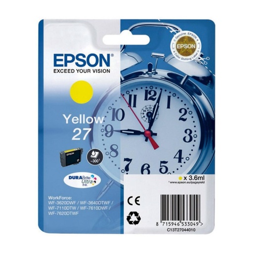 [166033] EPSON WORKFORCE WF-3000 Y WF-7000 CARTUCHO AMARILLO DE ALTA CAPACIDAD Nº27XL