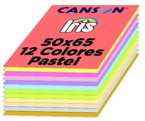 [670415] CARTULINA IRIS 50×65CM COLORES PASTEL SURTIDO 120 HOJAS
