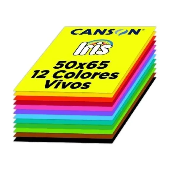[670416] CARTULINA IRIS 50×65CM  COLORES VIVOS SURTIDO 120 HOJAS