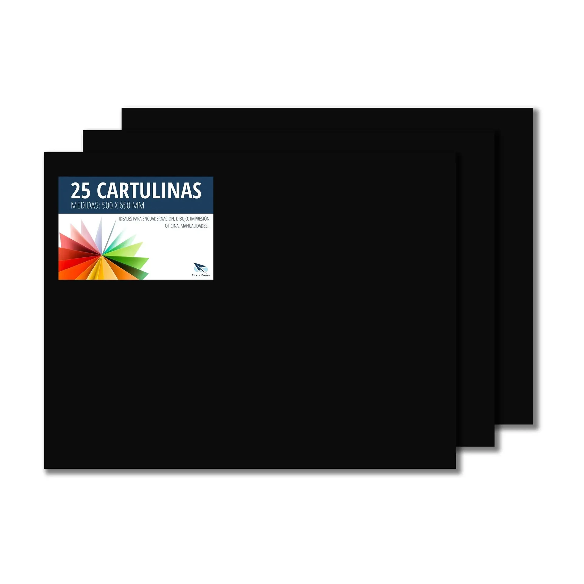 [630506] CARTULINA RAYLU  50×65CM 180 GRAMOS NEGRA 25 HOJAS
