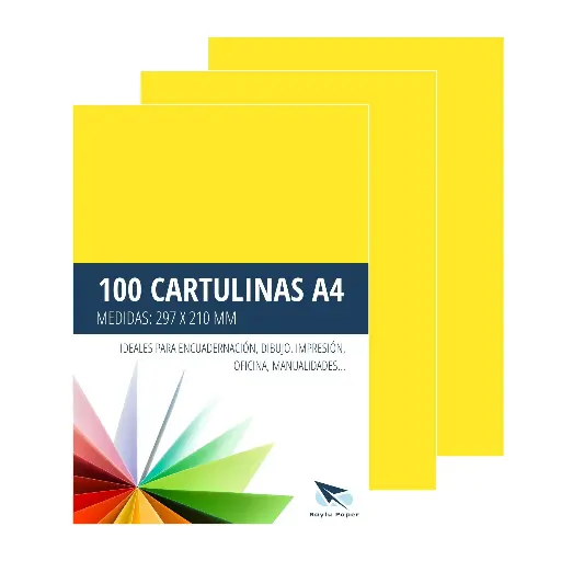 [220143] CARTULINA RAYLU A4 180 GRAMOS AMARILLO CANARIO PK 100 HOJAS