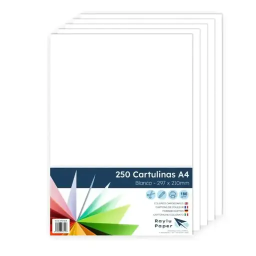 [670414] CARTULINA RAYLU A4 180 GRAMOS BLANCO PACK 250