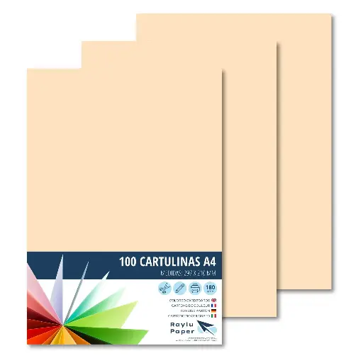 [220147] CARTULINA RAYLU A4 180 GRAMOS CREMA PK 100 HOJAS