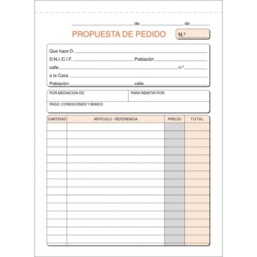 [001394] TALONARIO DE PEDIDOS LOAN 4º NATURAL PAPEL LITOS