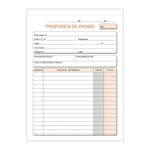 [001394] TALONARIO DE PEDIDOS LOAN 4º NATURAL PAPEL LITOS