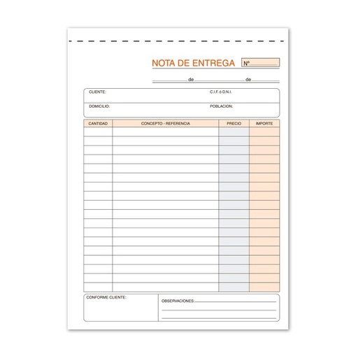 [001401] TALONARIO NOTAS DE ENTREGA LOAN 4º NATURAL DUPLICADO AUTOCOPIANTE