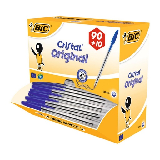 [118796] BOLÍGRAFO BIC CRISTAL AZUL PACK ESCOLAR 100 UDS