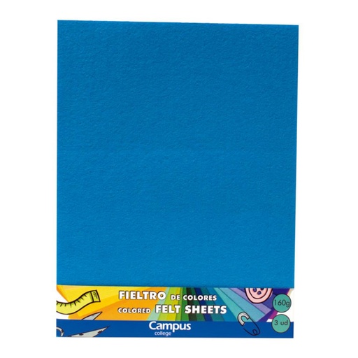 [630699] FIELTRO CAMPUS COLLEGE 1MM 230X305MM AZUL CLARO