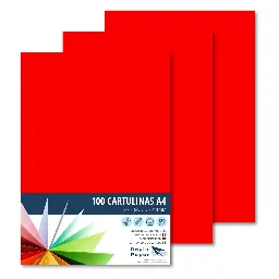 CARTULINA RAYLU A4 180 GRAMOS ROJO TOMATE PK 100 HOJAS