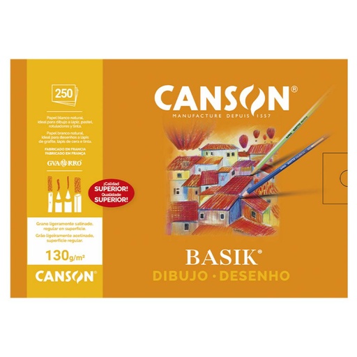 [600057] PACK 250 LÁMINAS DIBUJO BASIK CON RECUADRO Y CAJETÍN (A4+ 21x29,7 CM – 130 G)