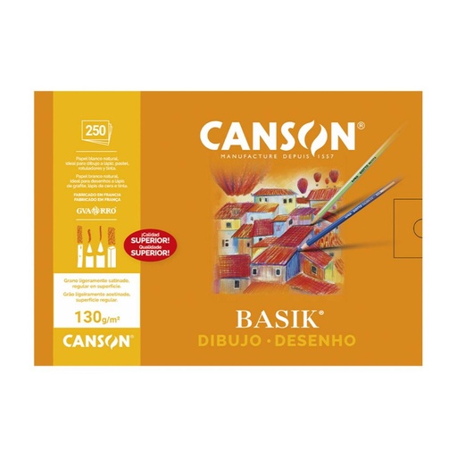 [600057] PACK 250 LÁMINAS DIBUJO BASIK CON RECUADRO Y CAJETÍN (A4+ 21x29,7 CM – 130 G)