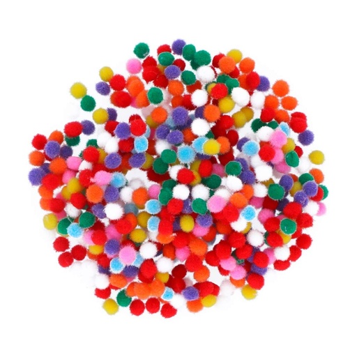 [650271] POMPONES MINI POLIPROPILENO MIX 5MM BOLSA 500 UDS