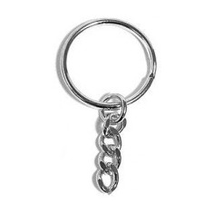 [650285] LLAVERO DOBLE VUELTA CON CADENA METÁLICO PLATEADO Ø25MM INNSPIRO 24ud