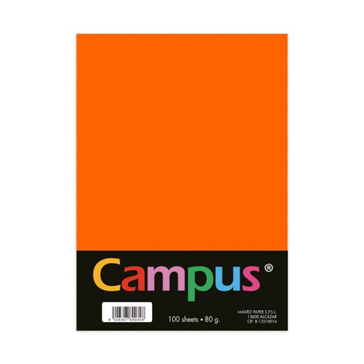 [002892] PAPEL A4 80G 100 HOJAS COLOR NARANJA NEON