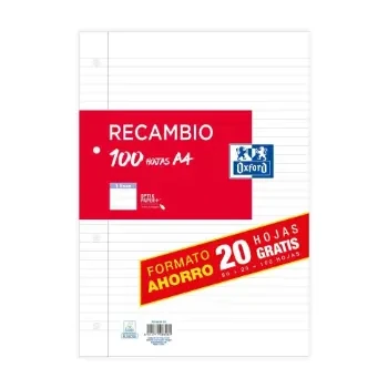 [825272] RECAMBIO A4 OXFORD 100 HOJAS 90 GRAMOS HORIZONTAL 