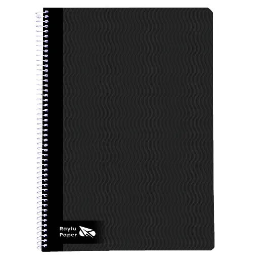 [004005] BLOC ESPIRAL A4 TAPA DURA 80 HOJAS 70 GRAMOS CUADRO 4MM NEGRO RAYLU