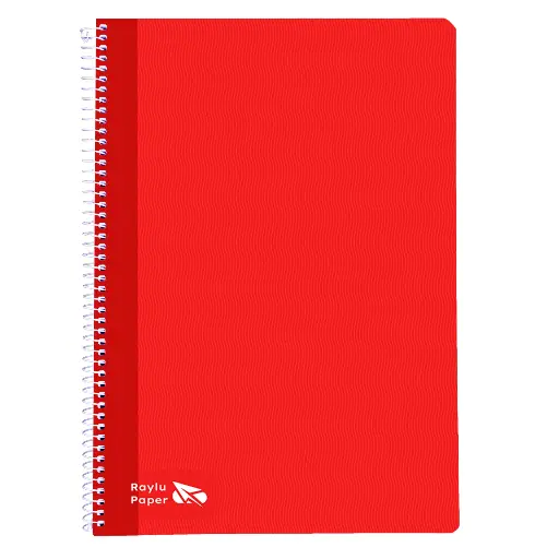 [004015] BLOC ESPIRAL A4 TAPA DURA 80 HOJAS 70 GRAMOS PAUTA 3,5MM ROJO RAYLU