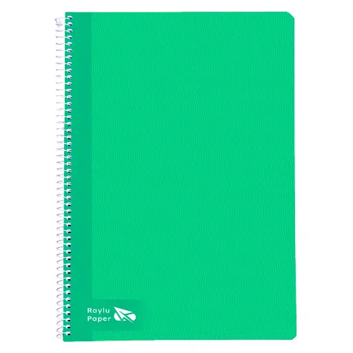 [004016] BLOC ESPIRAL A4 TAPA DURA 80 HOJAS 70 GRAMOS PAUTA 3,5MM VERDE RAYLU
