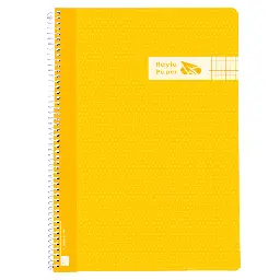 BLOC ESPIRAL A4 TAPA PLASTICO 80 HOJAS 90 GRAMOS CUADRO 4MM AMARILLO RAYLU
