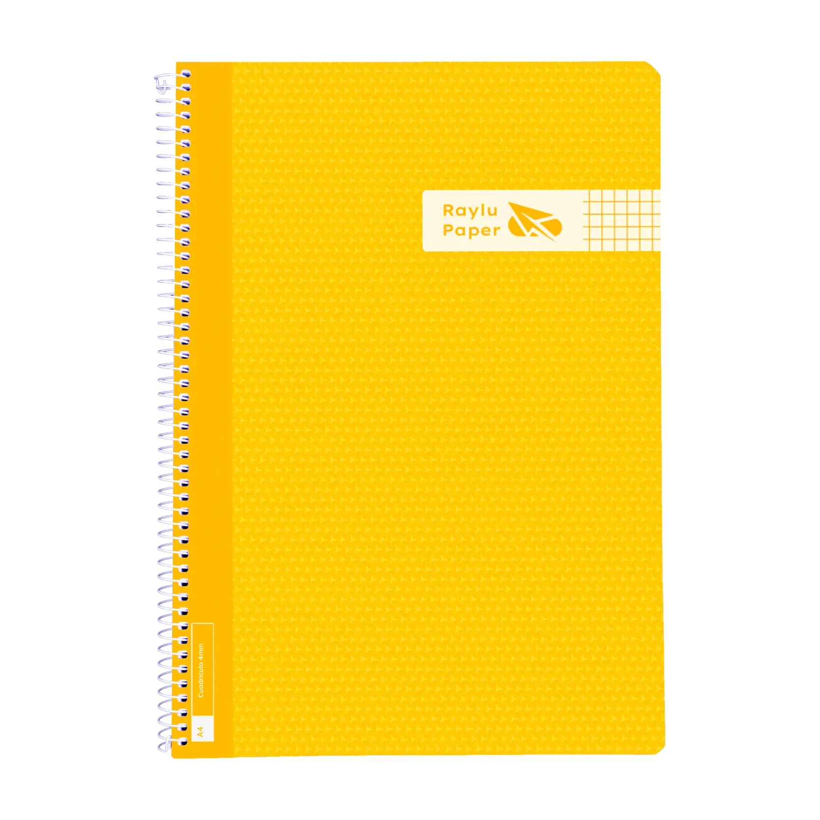 [005002] BLOC ESPIRAL A4 TAPA PLASTICO 80 HOJAS 90 GRAMOS CUADRO 4MM AMARILLO RAYLU