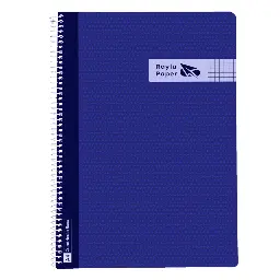 BLOC ESPIRAL A4 TAPA PLASTICO 80 HOJAS 90 GRAMOS CUADRO 4MM AZUL OSCURO RAYLU