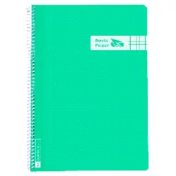 BLOC ESPIRAL A4 TAPA PLASTICO 80 HOJAS 90 GRAMOS CUADRO 4MM VERDE RAYLU