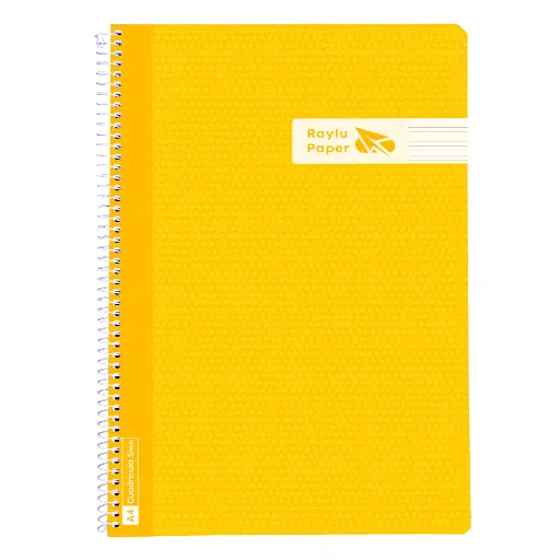 [005008] BLOC ESPIRAL A4 TAPA PLASTICO 80 HOJAS 90 GRAMOS HORIZONTAL AMARILLO RAYLU