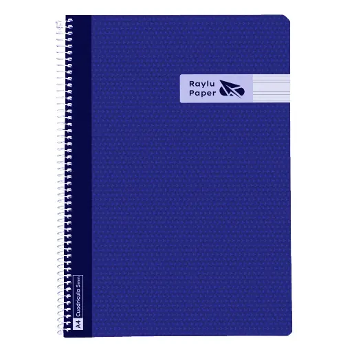 [005009] BLOC ESPIRAL A4 TAPA PLASTICO 80 HOJAS 90 GRAMOS HORIZONTAL AZUL OSCURO RAYLU