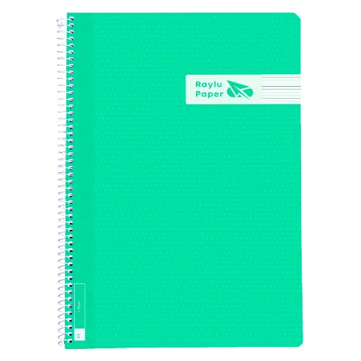 [005011] BLOC ESPIRAL A4 TAPA PLASTICO 80 HOJAS 90 GRAMOS HORIZONTAL VERDE RAYLU