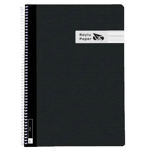 [005012] BLOC ESPIRAL A4 TAPA PLASTICO 80 HOJAS 90 GRAMOS HORIZONTAL NEGRO RAYLU