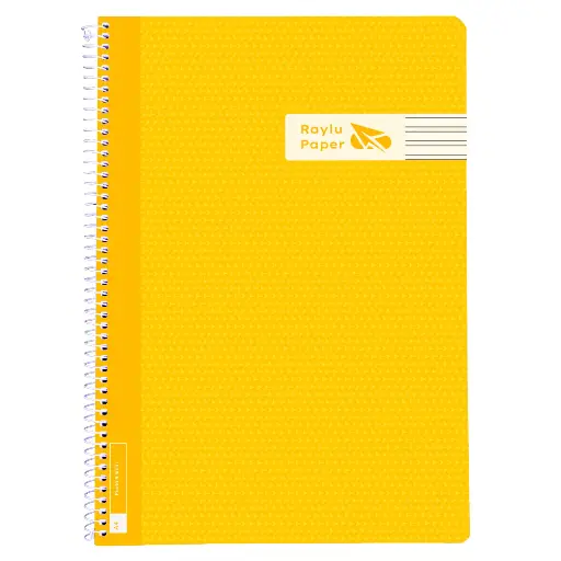 [005014] BLOC ESPIRAL A4 TAPA PLASTICO 80 HOJAS 90 GRAMOS PAUTA 3,5MM AMARILLO RAYLU