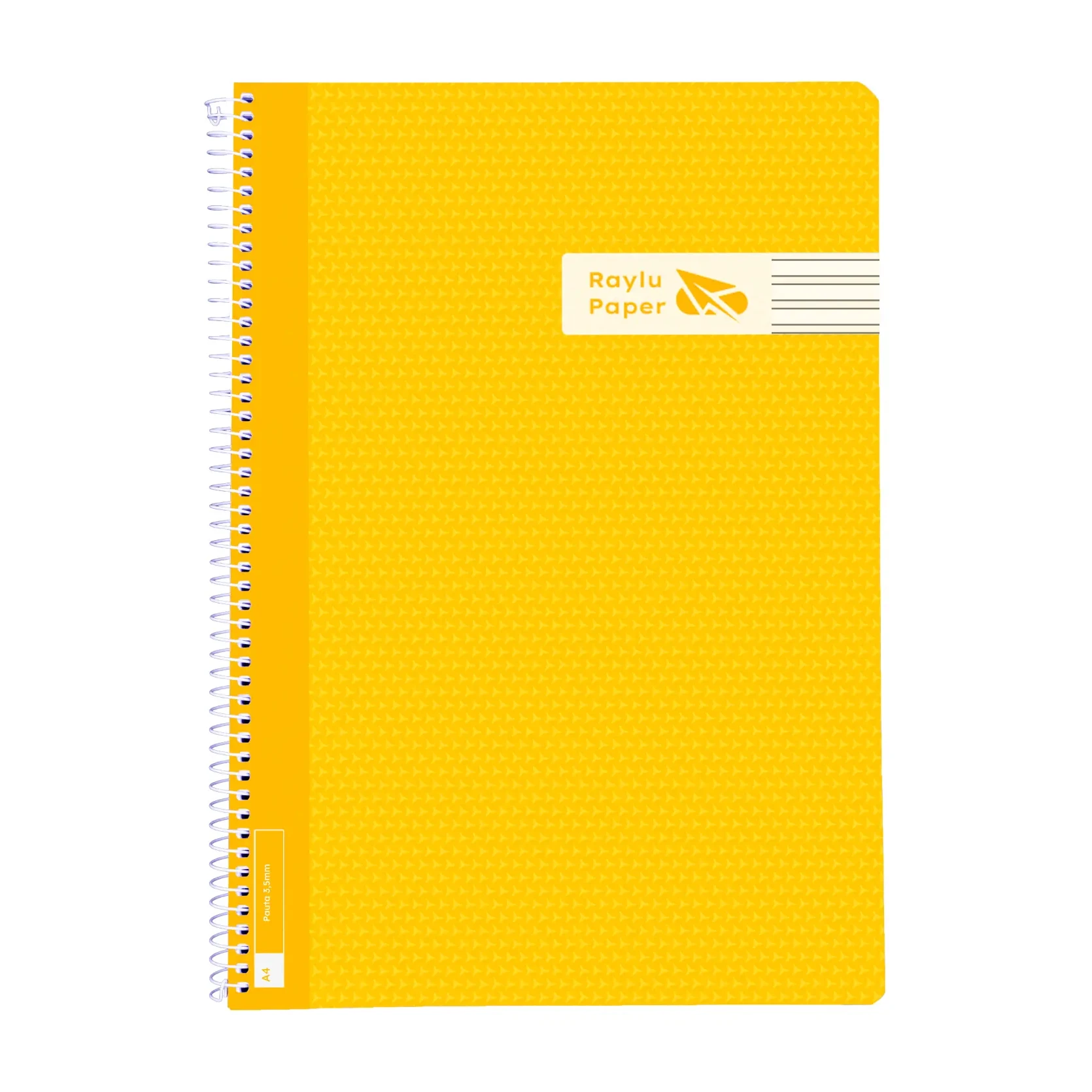 [005014] BLOC ESPIRAL A4 TAPA PLASTICO 80 HOJAS 90 GRAMOS PAUTA 3,5MM AMARILLO RAYLU