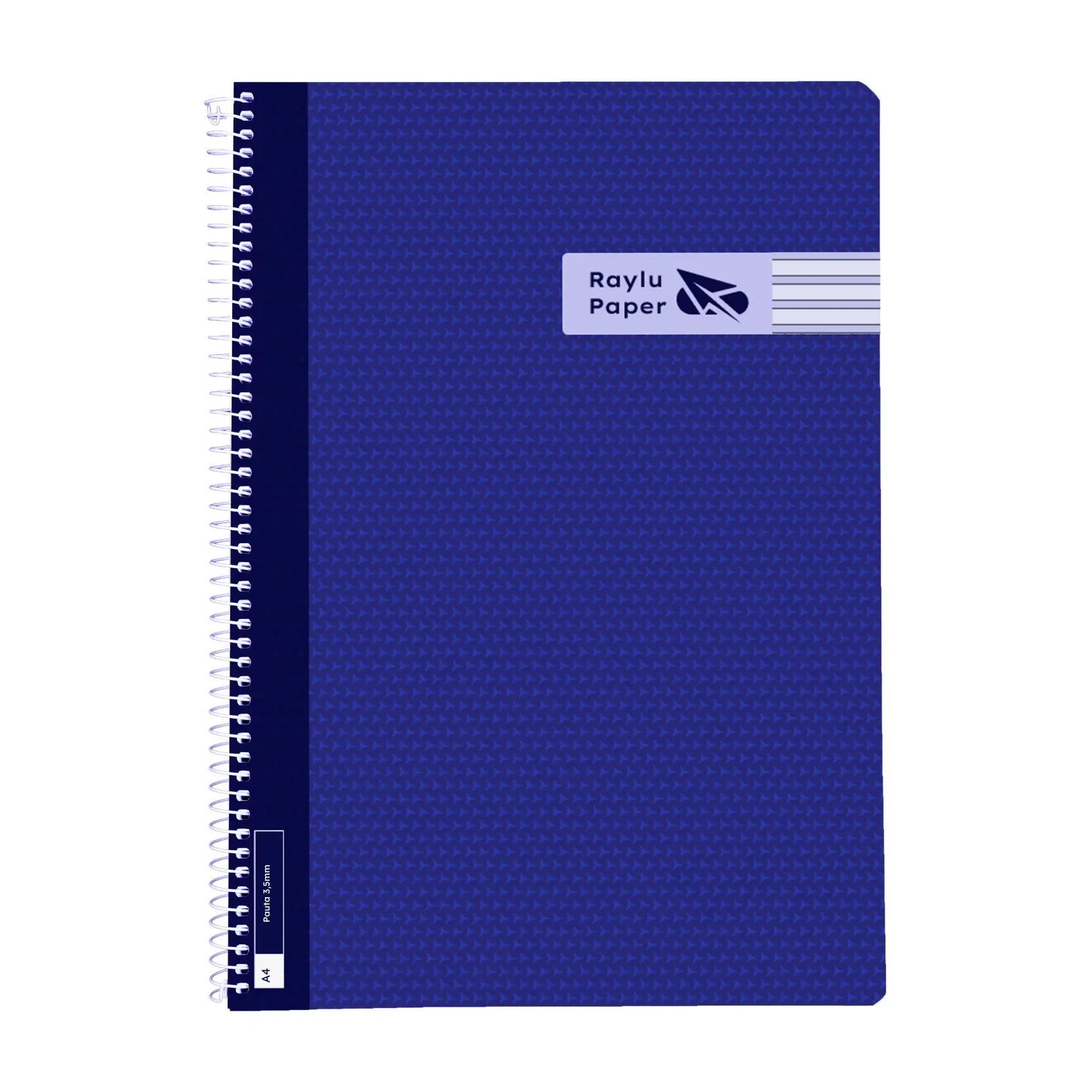 [005015] BLOC ESPIRAL A4 TAPA PLASTICO 80 HOJAS 90 GRAMOS PAUTA 3,5MM AZUL OSCURO RAYLU