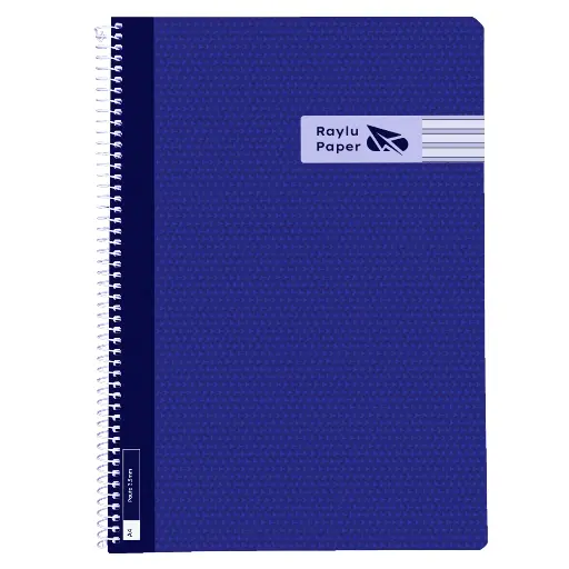 [005015] BLOC ESPIRAL A4 TAPA PLASTICO 80 HOJAS 90 GRAMOS PAUTA 3,5MM AZUL OSCURO RAYLU