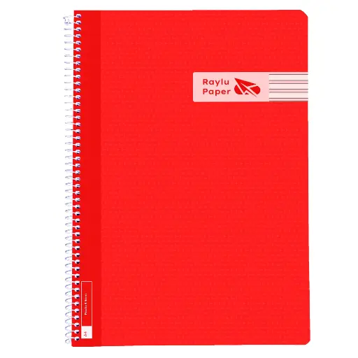 [005016] BLOC ESPIRAL A4 TAPA PLASTICO 80 HOJAS 90 GRAMOS PAUTA 3,5MM ROJO RAYLU