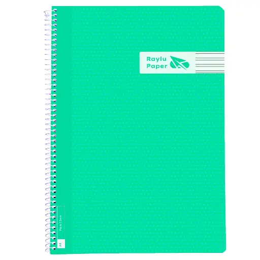 [005017] BLOC ESPIRAL A4 TAPA PLASTICO 80 HOJAS 90 GRAMOS PAUTA 3,5MM VERDE RAYLU