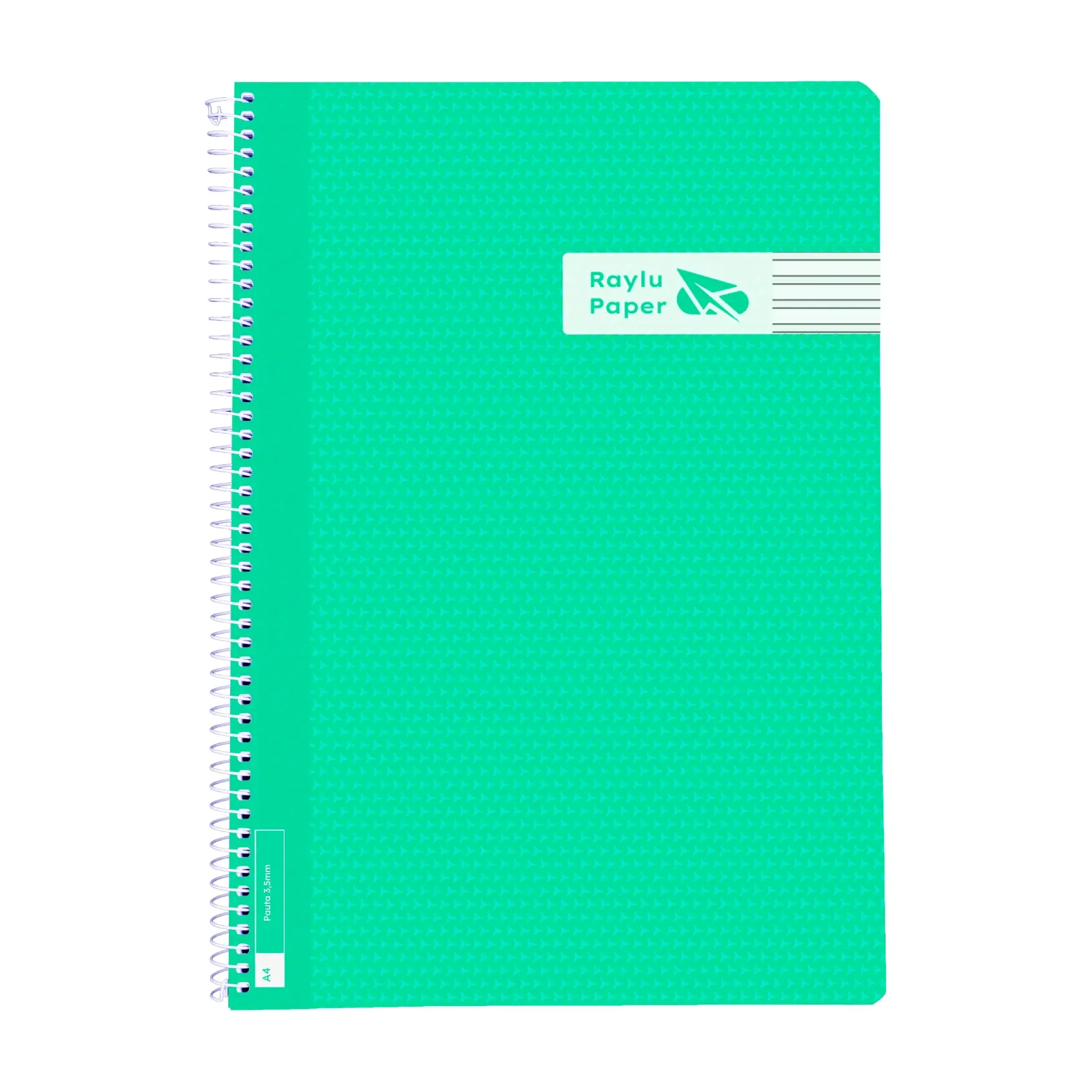 [005017] BLOC ESPIRAL A4 TAPA PLASTICO 80 HOJAS 90 GRAMOS PAUTA 3,5MM VERDE RAYLU