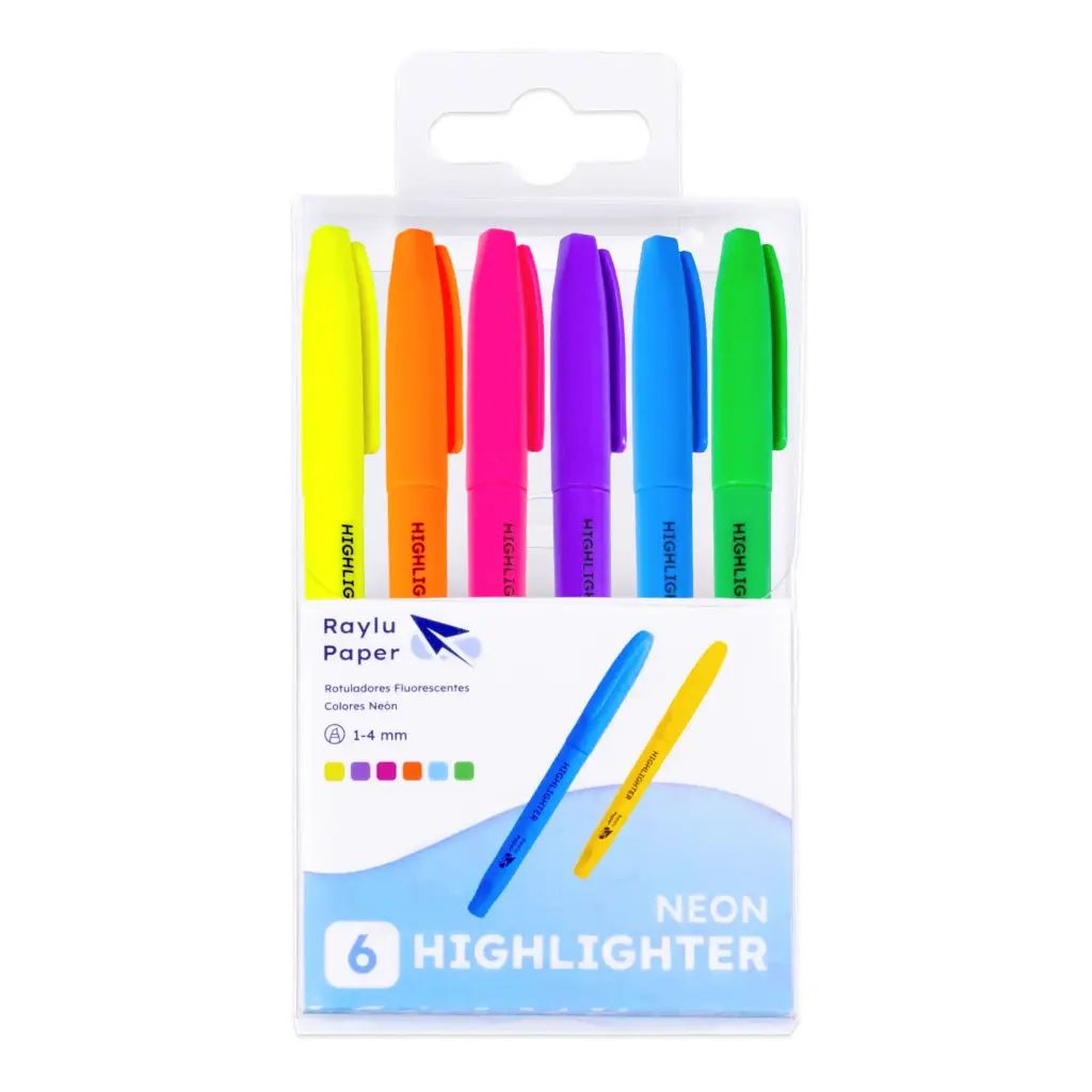 MARCADOR FLUORESCENTE RAYLU EASYFLOW BLÍSTER 6 NEON