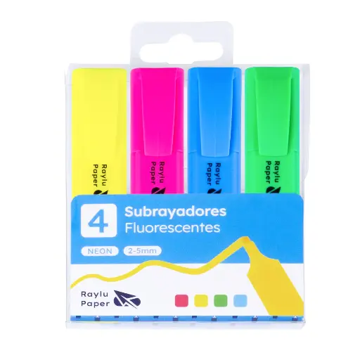 [081532] MARCADOR FLUORESCENTE RAYLU RAYLIGHT BLÍSTER 4 NEON
