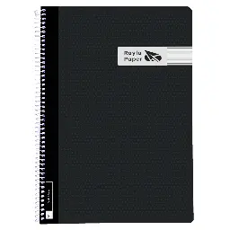 BLOC ESPIRAL A4 TAPA PLASTICO 80 HOJAS 90 GRAMOS PAUTA 3,5MM NEGRO RAYLU