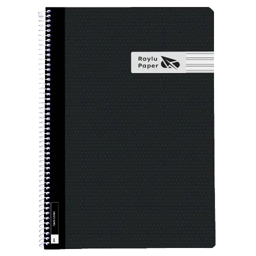 [005018] BLOC ESPIRAL A4 TAPA PLASTICO 80 HOJAS 90 GRAMOS PAUTA 3,5MM NEGRO RAYLU