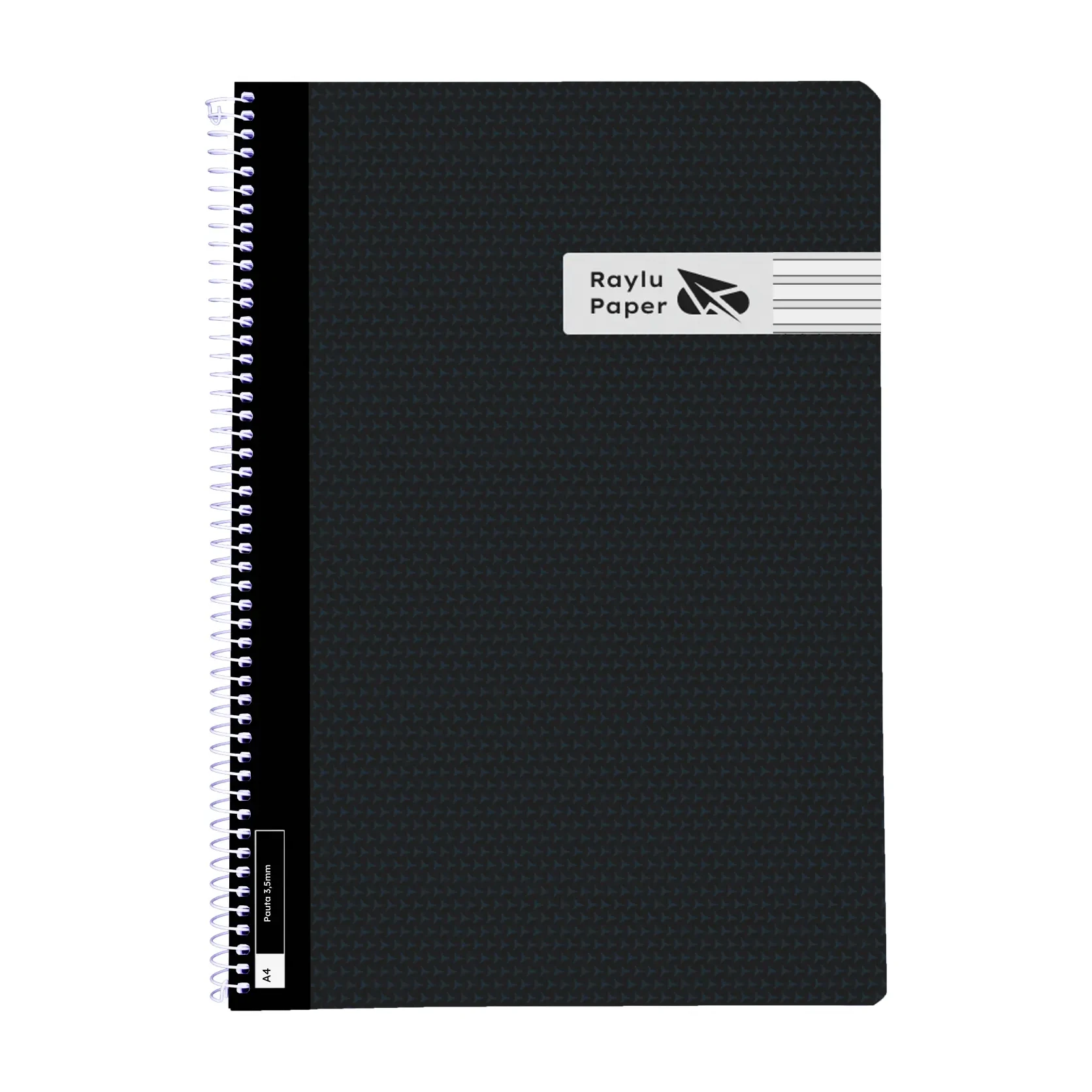 [005018] BLOC ESPIRAL A4 TAPA PLASTICO 80 HOJAS 90 GRAMOS PAUTA 3,5MM NEGRO RAYLU