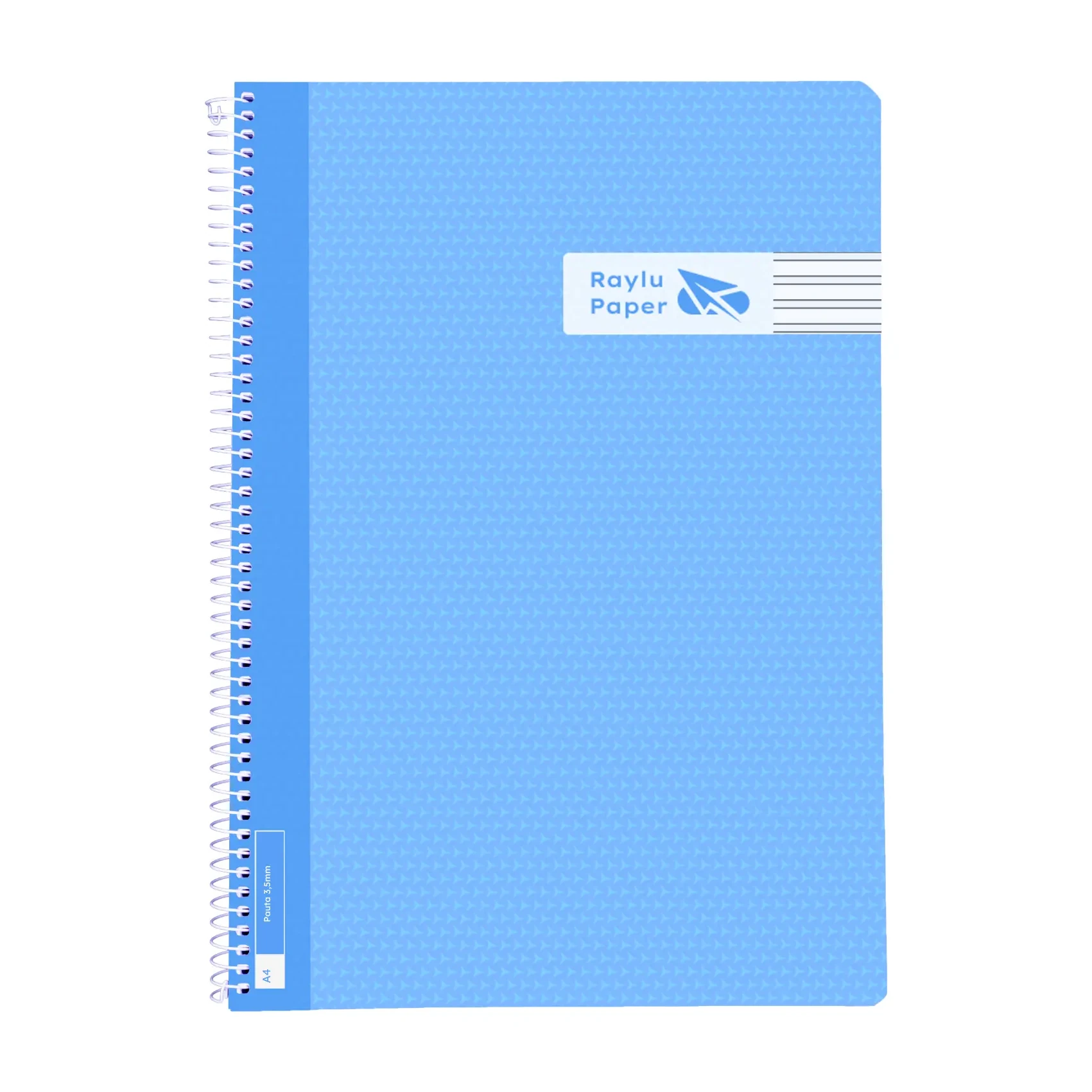 [005019] BLOC ESPIRAL A4 TAPA PLASTICO 80 HOJAS 90 GRAMOS PAUTA 3,5MM AZUL CLARO RAYLU