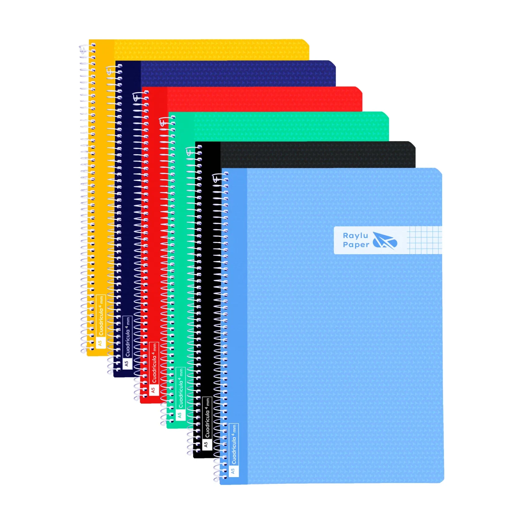 [002427] BLOC ESPIRAL A4 TAPA PLASTICO 80 HOJAS 90 GRAMOS CUADRO 3MM RAYLU